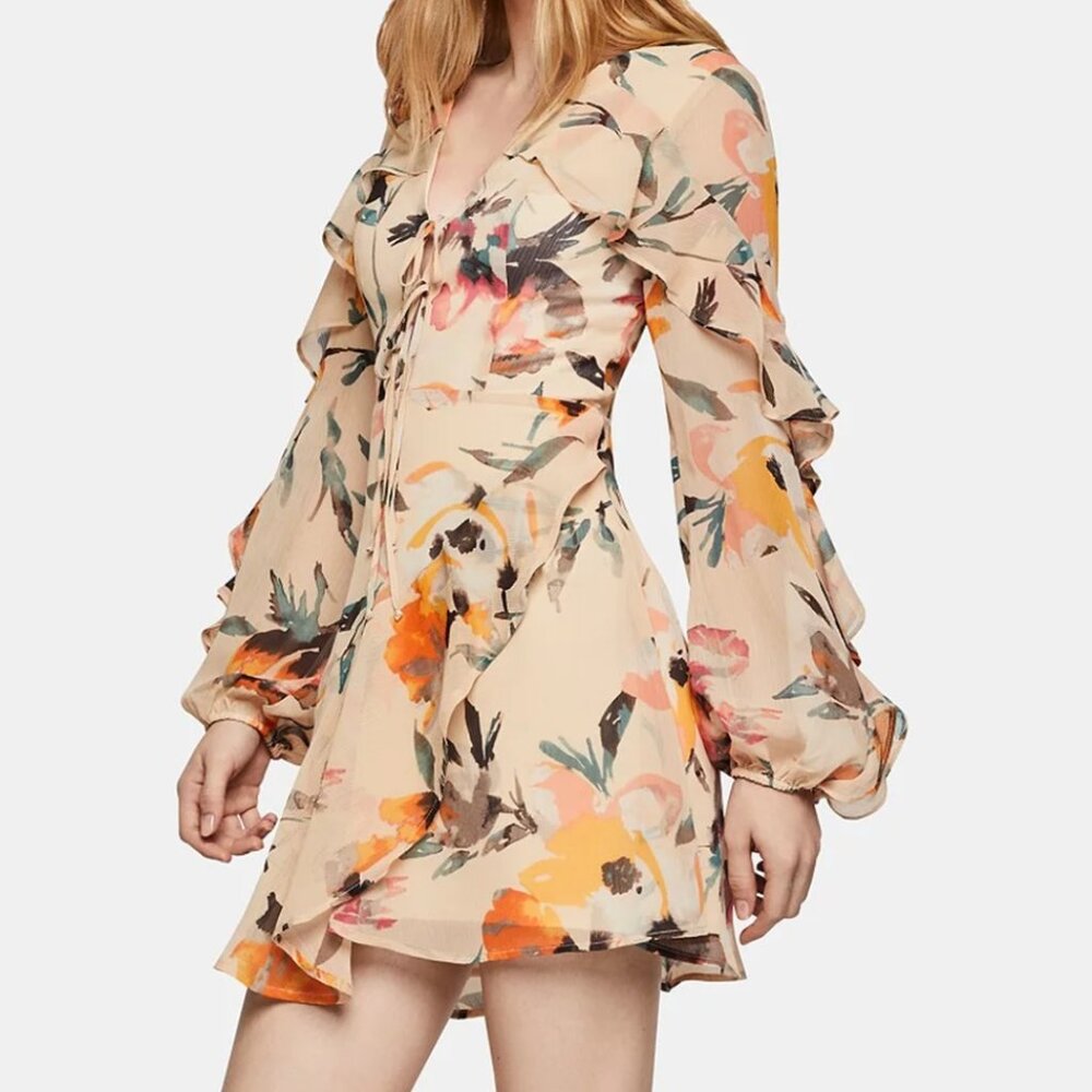 NWT BCBGeneration Floral Ruffle Mini Dress